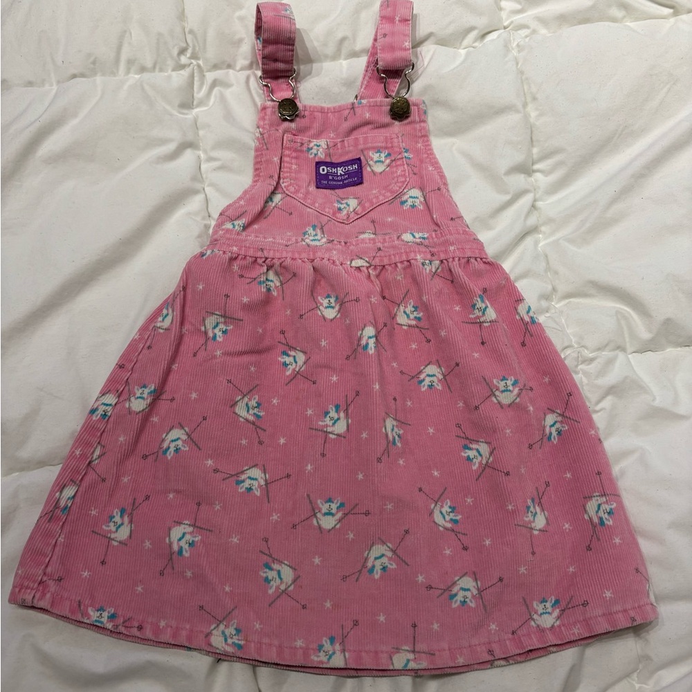 Vintage OshKosh B'gosh Bunny Pink Floral Corduroy Overalls